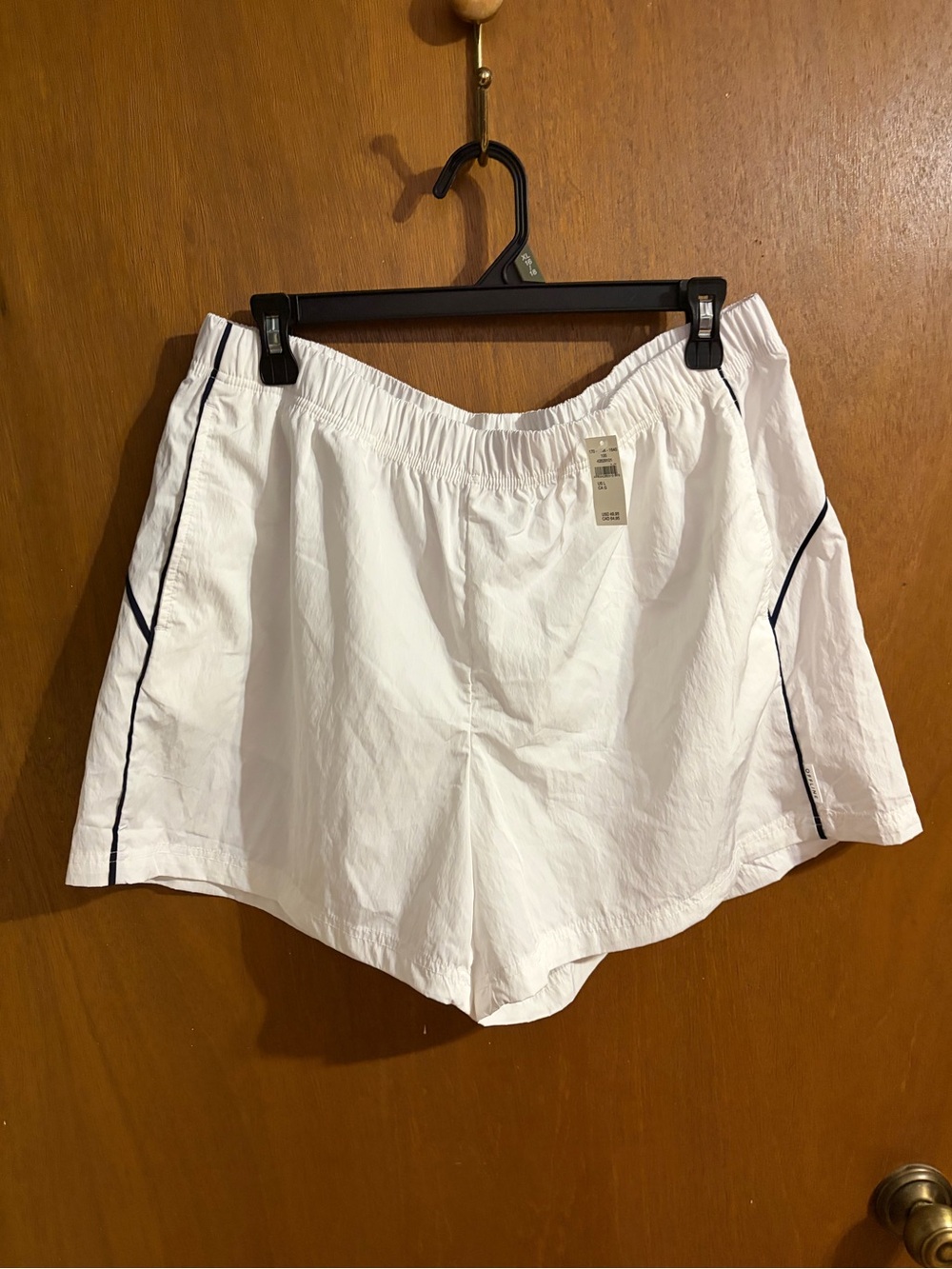 Aerie Offline White Athletic Shorts with Black Piping